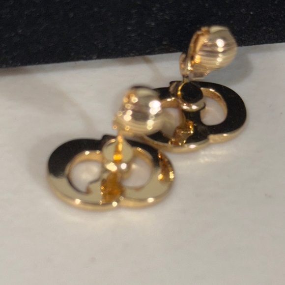 Dior Gold Interlocking C Earrings - Picture 5 of 6